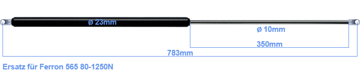 Ferron Gasdruckfeder Gasfeder Dämpfer mit Kugelgelenk 550 N 840 mm