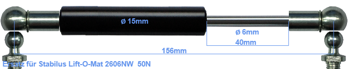 Molla A Gas Di Ricambio RhedexX® RA1953 0050N Per Stabilus Lift-O-Mat: 155 Mm, 50 N, Filettatura M6, Testa A Sfera Inclusa - 4