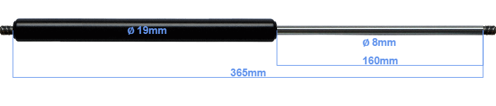 Gasdruckfeder Gasdruckdämpfer Hochschwenkbeschlag 160 mm MINI 30-200N  Druckkraft