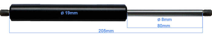 Gasfeder 8/19x485mm (500N), Gasfedern, Gasdruckfedern