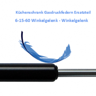Ersatz für Küchenschrank Gasdruckfedern 6-15-60 Winkelgelenk - Winkelgelenk 150-400N