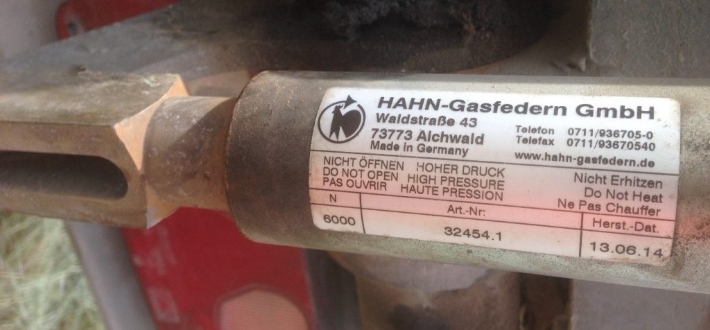 Hahn - Gasdruckfeder (G) 08-19 200 1 500 AU19 (M8 Ø8,1 t=10) AB11 (Ø8,1  t=10) 350N Zylinder mit Zweikomponentenlack Tiefschwarz RAL 9005