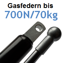 Gasdruckfedern 8mm Kolbenstange, max. 800N, M8 Gewinde