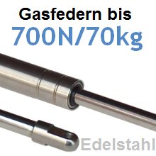 Gasdruckfedern Edelstahl 8mm Kolbenstange, max. 800N, M8 Gewinde